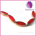 Bead copper-plated glass red 30x12mm flat oval